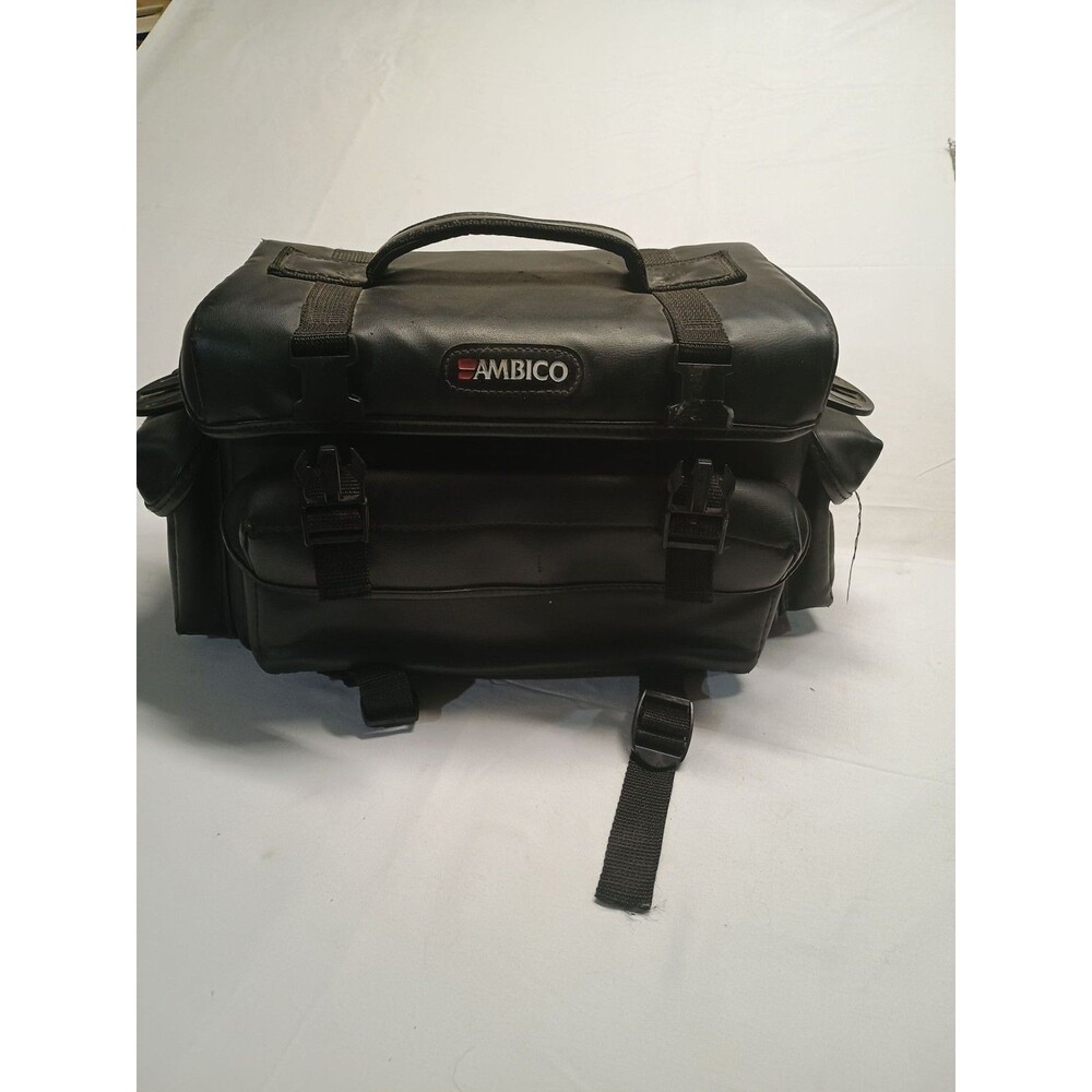 Vintage Ambico Padded Camera Case Gadget Bag with Red Interior